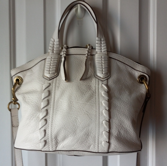 orYANY Cassie Pebbled Leather convertible shoulder satchel white dust bag - Picture 1 of 8